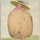 An artist’s caricature of a woman with her oversized muff, from 1787.